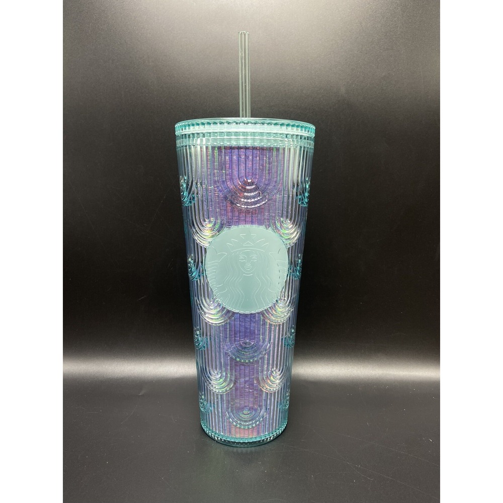 Starbucks 2022 Spring Iridescent Holographic Wave 24oz Cold Cup‎ Tumbler NWT.
